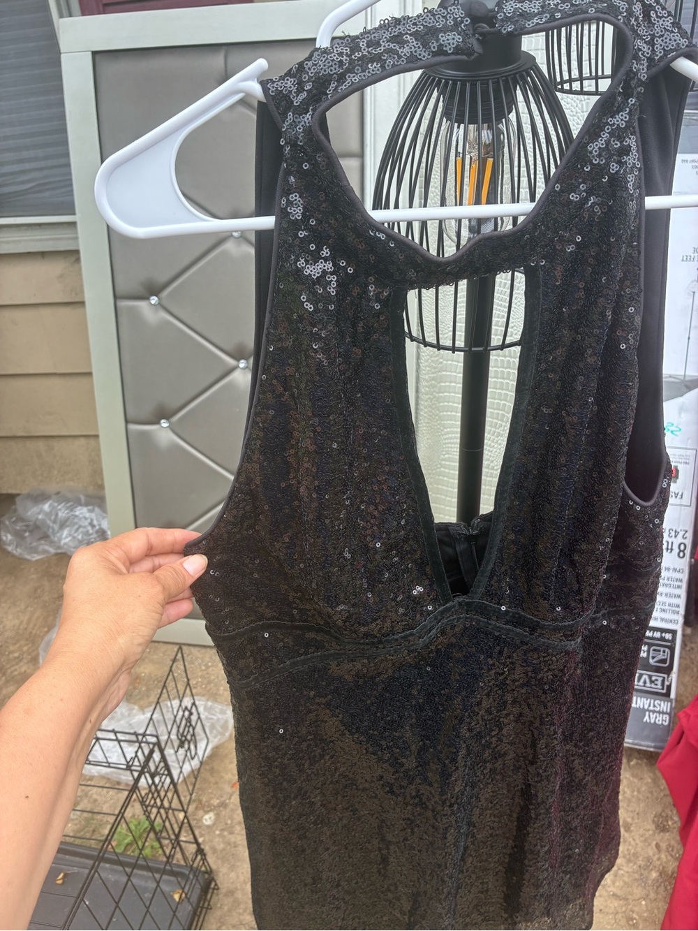 HYFVE Black Sequin Halter Chemise
